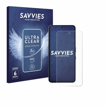Parte frontal de un envase de producto con el logotipo de la marca Savvies. Al lado se muestra el dispositivo Nothing Phone (3