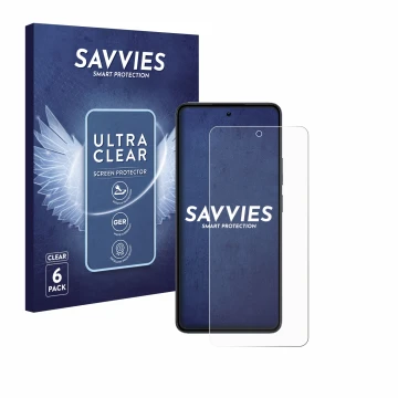Parte frontal de un envase de producto con el logotipo de la marca Savvies. Al lado se muestra el dispositivo realme 14 con su