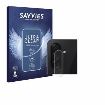 Parte frontal de un envase de producto con el logotipo de la marca Savvies. Al lado se muestra el dispositivo Samsung Galaxy A