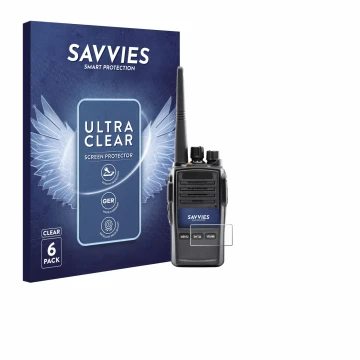 Parte frontal de un envase de producto con el logotipo de la marca Savvies. Al lado se muestra el dispositivo Midland G18 Pro 