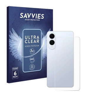 Parte frontal de un envase de producto con el logotipo de la marca Savvies. Al lado se muestra el dispositivo Samsung Galaxy S