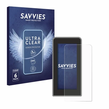 Parte frontal de un envase de producto con el logotipo de la marca Savvies. Al lado se muestra el dispositivo Tenways CGO600 P