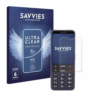 Parte frontal de un envase de producto con el logotipo de la marca Savvies. Al lado se muestra el dispositivo BlindShell Class