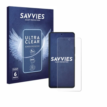 Parte frontal de un envase de producto con el logotipo de la marca Savvies. Al lado se muestra el dispositivo ASUS ROG Phone 9