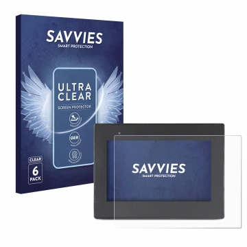 Parte frontal de un envase de producto con el logotipo de la marca Savvies. Al lado se muestra el dispositivo Weintek cMT2078x