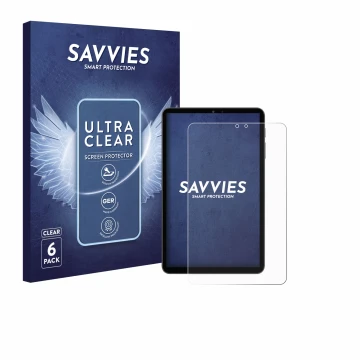 Parte frontal de un envase de producto con el logotipo de la marca Savvies. Al lado se muestra el dispositivo Alldocube iPlay 