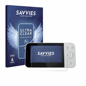 Parte frontal de un envase de producto con el logotipo de la marca Savvies. Al lado se muestra el dispositivo Philips Avent SC