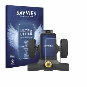Parte frontal de un envase de producto con el logotipo de la marca Savvies. Al lado se muestra el dispositivo PowaKaddy CT12 G