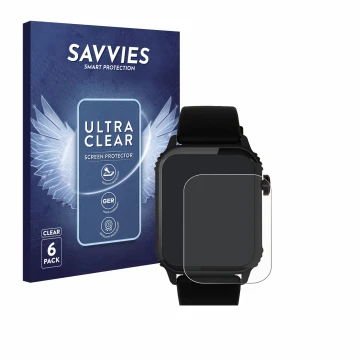 Parte frontal de un envase de producto con el logotipo de la marca Savvies. Al lado se muestra el dispositivo TRAUSI TG08 1.83