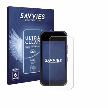 Parte frontal de un envase de producto con el logotipo de la marca Savvies. Al lado se muestra el dispositivo SkyCaddie Pro 5X