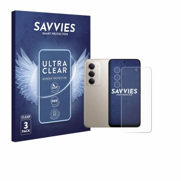 Parte frontal de un envase de producto con el logotipo de la marca Savvies. Al lado se muestra el dispositivo Xiaomi Redmi 15 