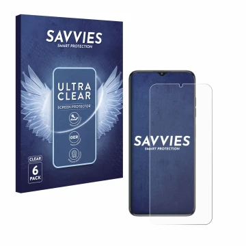 Parte frontal de un envase de producto con el logotipo de la marca Savvies. Al lado se muestra el dispositivo Oukitel C1 con s