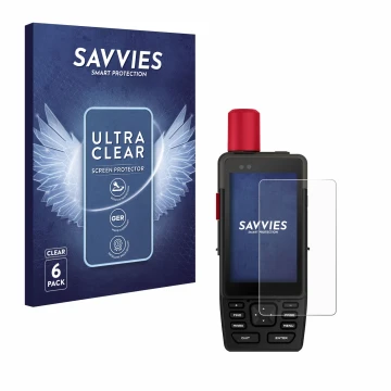 Parte frontal de un envase de producto con el logotipo de la marca Savvies. Al lado se muestra el dispositivo Garmin GPSMAP H1