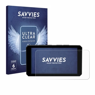 Parte frontal de un envase de producto con el logotipo de la marca Savvies. Al lado se muestra el dispositivo Chigee AIO-6 LTE