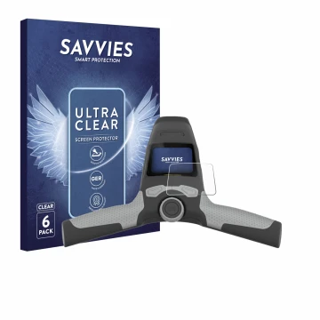 Parte frontal de un envase de producto con el logotipo de la marca Savvies. Al lado se muestra el dispositivo PowaKaddy FW5s c