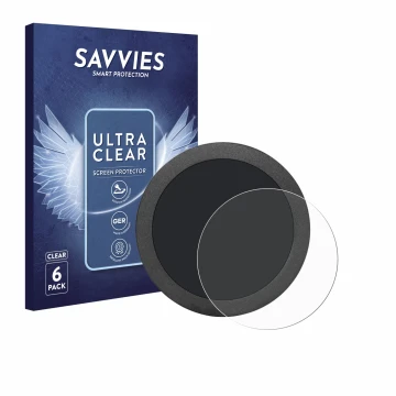 Parte frontal de un envase de producto con el logotipo de la marca Savvies. Al lado se muestra el dispositivo Elecrow Display 