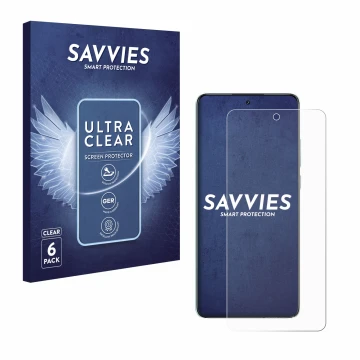 Parte frontal de un envase de producto con el logotipo de la marca Savvies. Al lado se muestra el dispositivo Oppo K13 con su 