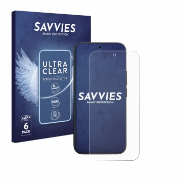 Parte frontal de un envase de producto con el logotipo de la marca Savvies. Al lado se muestra el dispositivo Vivo V70 con su 