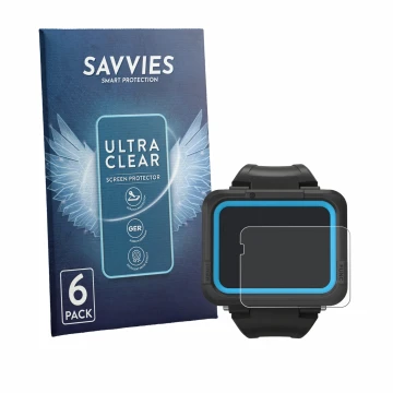 Parte frontal de un envase de producto con el logotipo de la marca Savvies. Al lado se muestra el dispositivo Shearwater PEREG