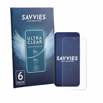 Parte frontal de un envase de producto con el logotipo de la marca Savvies. Al lado se muestra el dispositivo Oppo K15 Pro Plu