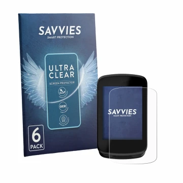 Parte frontal de un envase de producto con el logotipo de la marca Savvies. Al lado se muestra el dispositivo Magene C606 V2 c