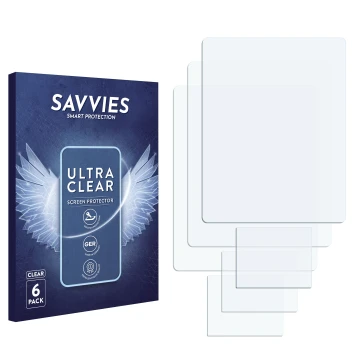 Parte frontal de un envase de producto con el logotipo de la marca Savvies. Al lado está el protector de pantalla correspondie