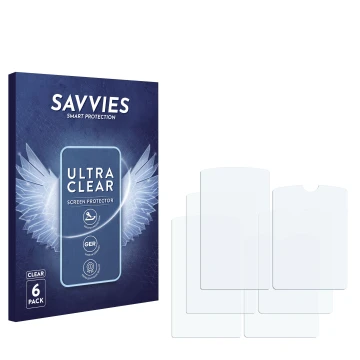 Parte frontal de un envase de producto con el logotipo de la marca Savvies. Al lado está el protector de pantalla correspondie