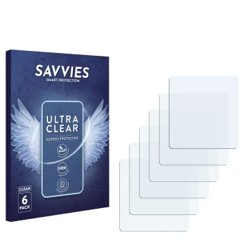 Parte frontal de un envase de producto con el logotipo de la marca Savvies. Al lado está el protector de pantalla correspondie