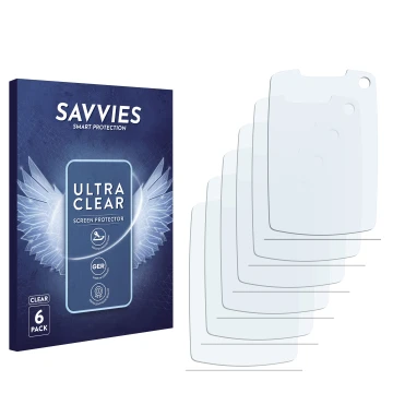 Parte frontal de un envase de producto con el logotipo de la marca Savvies. Al lado está el protector de pantalla correspondie