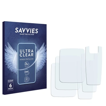 Parte frontal de un envase de producto con el logotipo de la marca Savvies. Al lado está el protector de pantalla correspondie