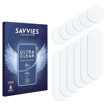 Parte frontal de un envase de producto con el logotipo de la marca Savvies. Al lado está el protector de pantalla correspondie