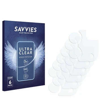 Parte frontal de un envase de producto con el logotipo de la marca Savvies. Al lado está el protector de pantalla correspondie