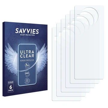 Parte frontal de un envase de producto con el logotipo de la marca Savvies. Al lado está el protector de pantalla correspondie