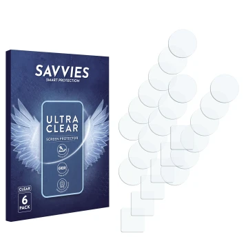 Parte frontal de un envase de producto con el logotipo de la marca Savvies. Al lado está el protector de pantalla correspondie