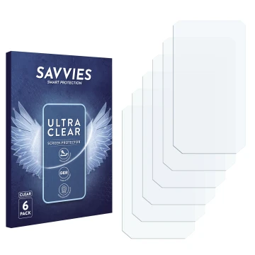 Parte frontal de un envase de producto con el logotipo de la marca Savvies. Al lado está el protector de pantalla correspondie