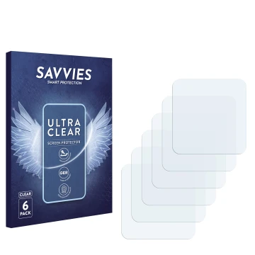 Parte frontal de un envase de producto con el logotipo de la marca Savvies. Al lado está el protector de pantalla correspondie