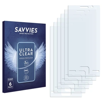 Parte frontal de un envase de producto con el logotipo de la marca Savvies. Al lado está el protector de pantalla correspondie