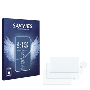 Parte frontal de un envase de producto con el logotipo de la marca Savvies. Al lado está el protector de pantalla correspondie