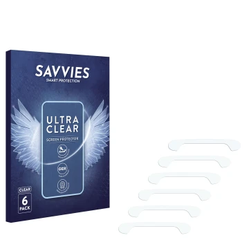 Parte frontal de un envase de producto con el logotipo de la marca Savvies. Al lado está el protector de pantalla correspondie