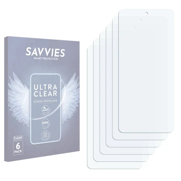 Parte frontal de un envase de producto con el logotipo de la marca Savvies. Al lado está el protector de pantalla correspondie
