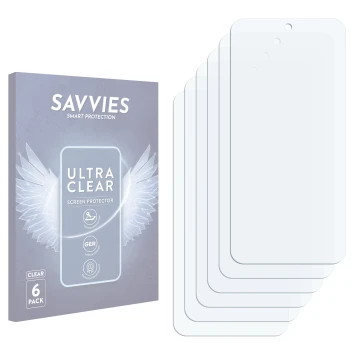 Parte frontal de un envase de producto con el logotipo de la marca Savvies. Al lado está el protector de pantalla correspondie
