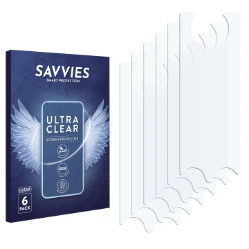 Parte frontal de un envase de producto con el logotipo de la marca Savvies. Al lado está el protector de pantalla correspondie