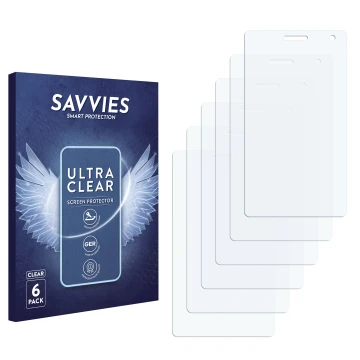 Parte frontal de un envase de producto con el logotipo de la marca Savvies. Al lado está el protector de pantalla correspondie