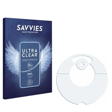 Parte frontal de un envase de producto con el logotipo de la marca Savvies. Al lado está el protector de pantalla correspondie