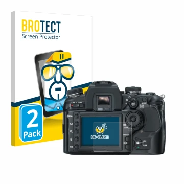 Parte frontal de un envase de producto con el logotipo de la marca BROTECT. Al lado se muestra el dispositivo Konica Minolta D