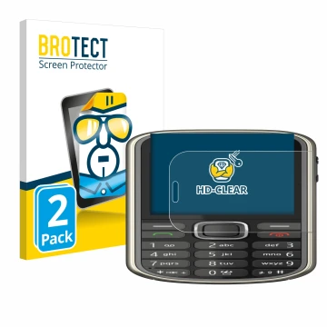 Parte frontal de un envase de producto con el logotipo de la marca BROTECT. Al lado se muestra el dispositivo Nokia 3720 class