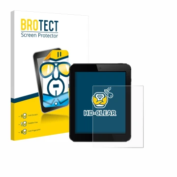 Parte frontal de un envase de producto con el logotipo de la marca BROTECT. Al lado se muestra el dispositivo con su protector