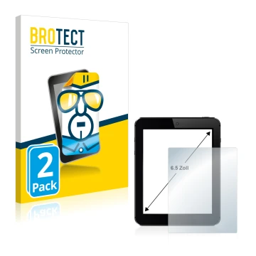Parte frontal de un envase de producto con el logotipo de la marca BROTECT. Al lado se muestra el dispositivo con su protector