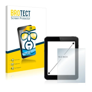 Parte frontal de un envase de producto con el logotipo de la marca BROTECT. Al lado se muestra el dispositivo con su protector