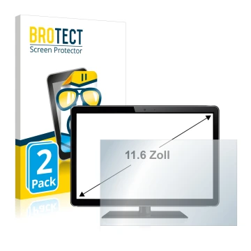 Parte frontal de un envase de producto con el logotipo de la marca BROTECT. Al lado se muestra el dispositivo con su protector